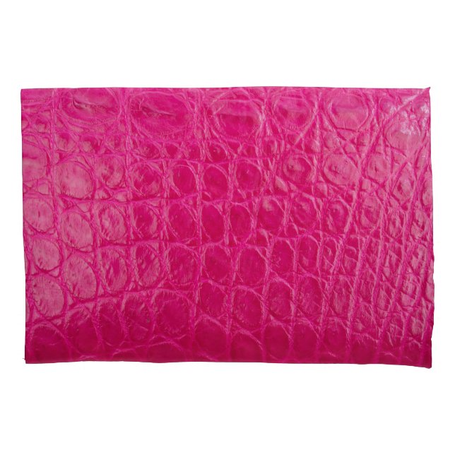 Pink crocodile skin, leather texture pillow case (Front)