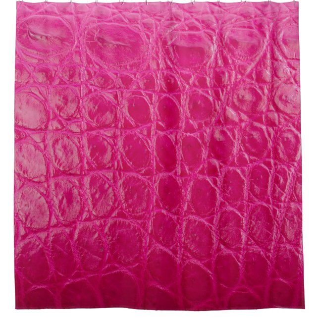 Pink crocodile skin, leather texture shower curtain (Front)