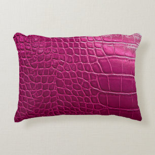 Pink crocodile skin texture accent pillow