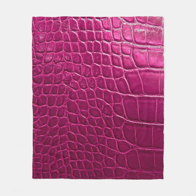 Pink crocodile skin texture fleece blanket (Front)