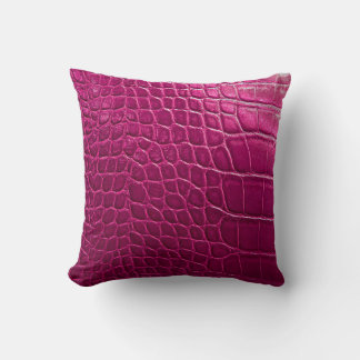 Pink crocodile skin texture throw pillow