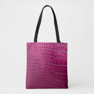 Pink crocodile skin texture tote bag