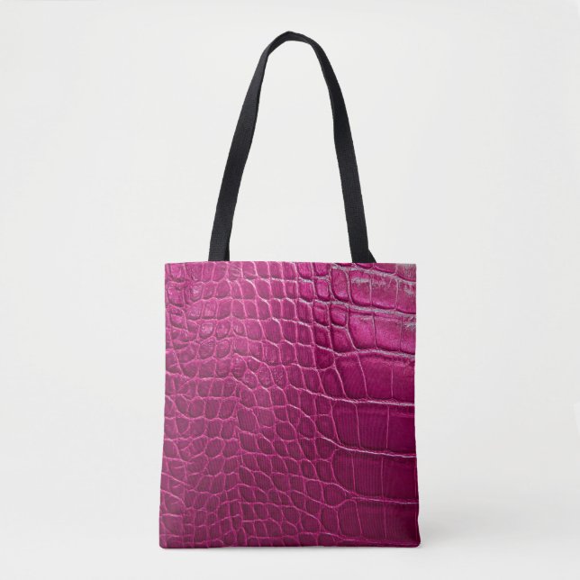 Pink crocodile skin texture tote bag (Front)