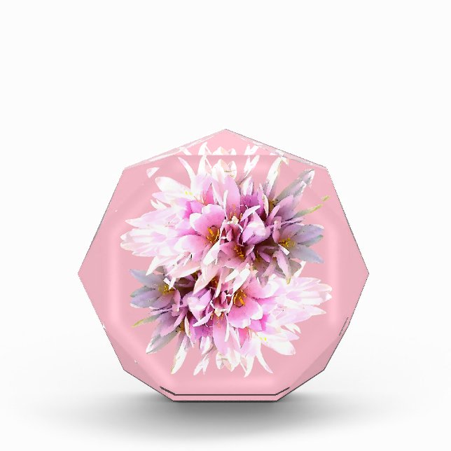 Pink Crocus Flowers Bouquet Photo Block (Front)