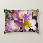 Pink Crocuses Spring Floral Decorative Pillow