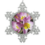 Pink Crocuses Spring Floral Snowflake Pewter Christmas Ornament