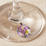Pink Crocuses Spring Floral Wine Glass Charm