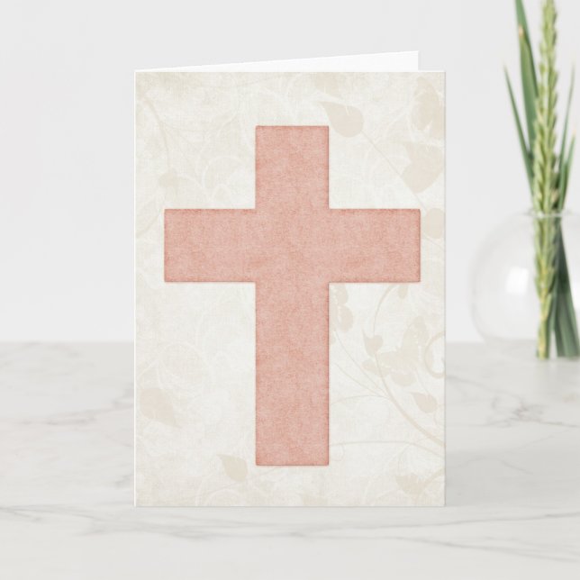 Pink Cross 2 Blank Christian Greeting Card (Front)