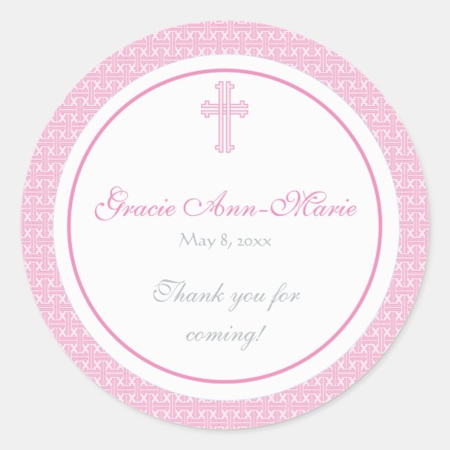 Pink Cross Address Label/Favor Sticker (Front)