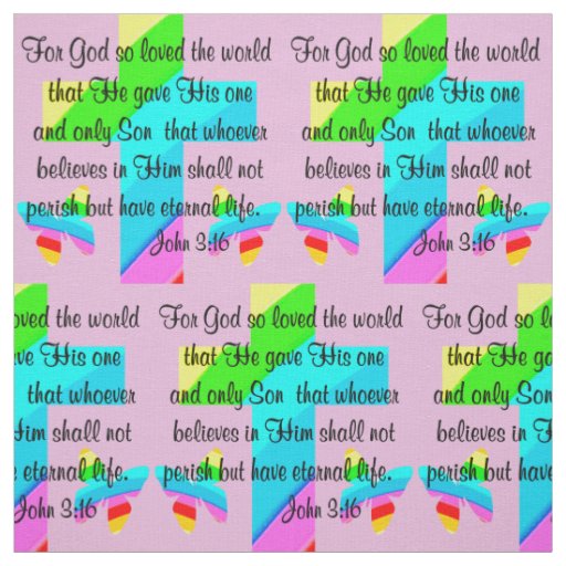 PINK CROSS AND BUTTERFLY JOHN 3:16 FABRIC