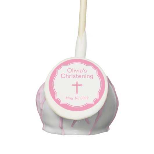 Pink Cross Baby Girl Baptism Christening Favor (Front)