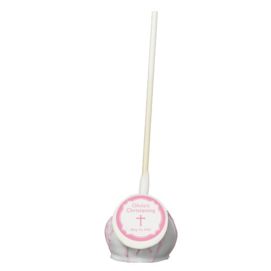 Pink Cross Baby Girl Baptism Christening Favor (Front)
