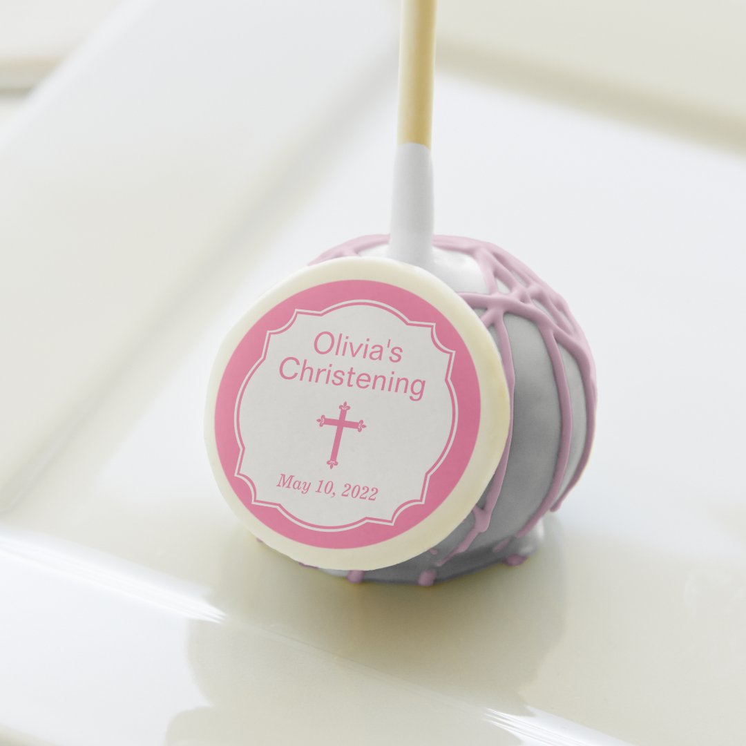 Pink Cross Baby Girl Baptism Christening Favor | Zazzle