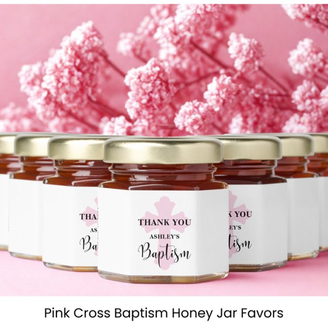 Pink Cross Baptism  Honey Jar Favors (Creator Uploaded)