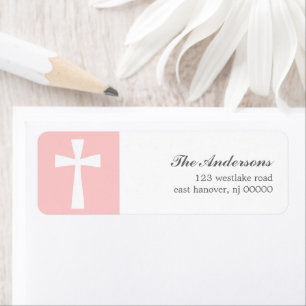 Pink Cross Baptism Label