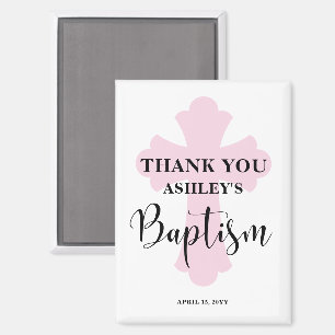Pink Cross Baptism Magnet