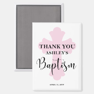 Pink Cross Baptism  Magnet