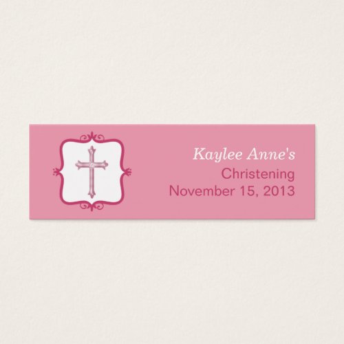 Pink Cross Baptism Small Tag Business Card Templates