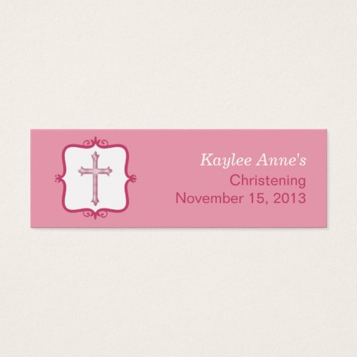 Customizable Pink Cross Baptism Small Tag Business Card Templates