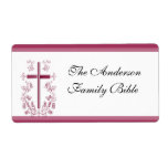 Pink Cross Bible Label