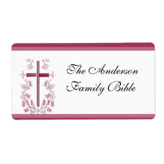 Pink Cross Bible Label