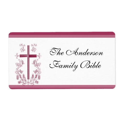 Pink Cross Bible Label