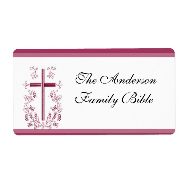 Pink Cross Bible Label (Front)