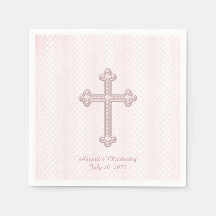 Pink Cross Christening Napkins Zazzle