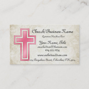 Pink Cross Christian Religious Business Cards