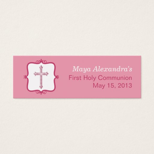 Customizable Pink Cross Communion Small Tag Business Card Templates