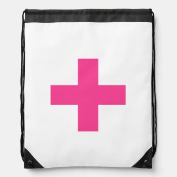 Pink Cross Custom Drawstring Bag by iprint at Zazzle