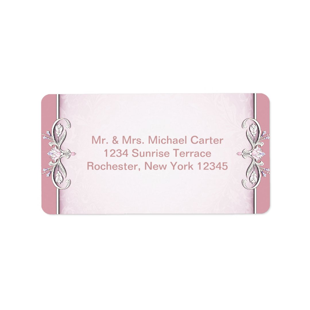 Pink Cross Damask Flower Address Labels | Zazzle