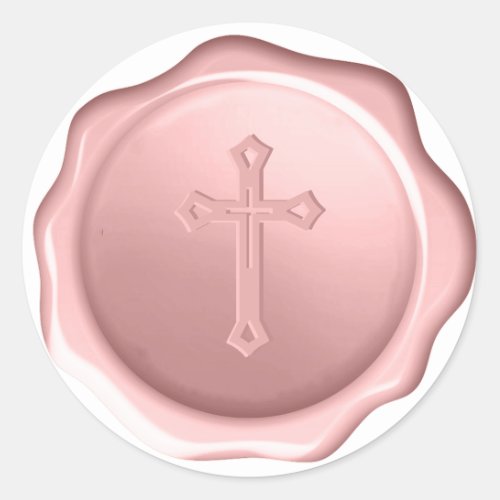 Pink Cross Embossed Dusty Rose Religious Wax Seal 