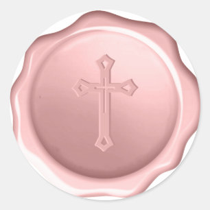 Pink Cross Embossed Dusty Rose Religious Wax Seal 