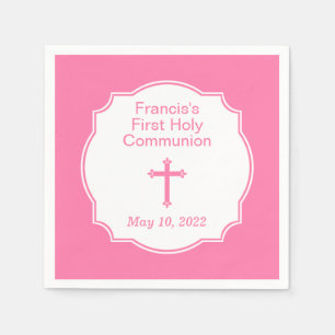 Pink Cross First Holy Communion Napkins