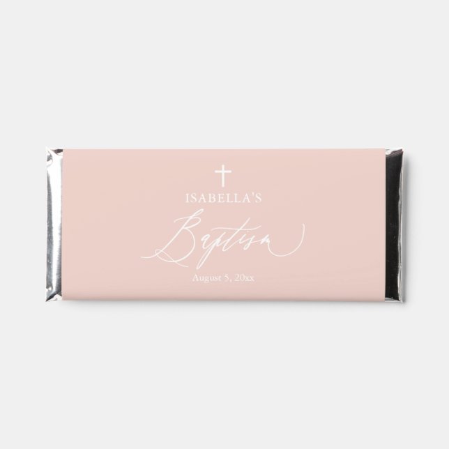 Pink Cross Girl Baptism Hershey Chocolate Bar (Front)