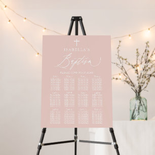Pink Cross Girl Baptism Seating Chart Foam Board