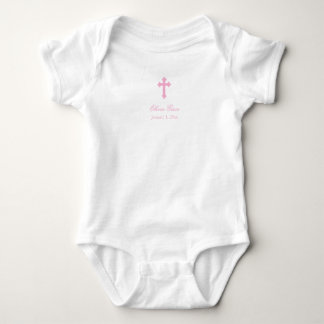 Pink Cross | Girl Christening Baby Bodysuit