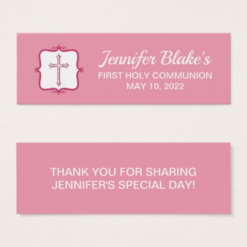 Pink Cross Holy Communion Favor Tag