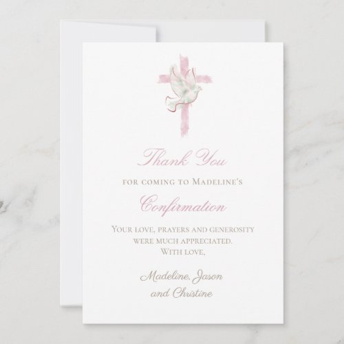 pink cross Holy Spirit thank you card