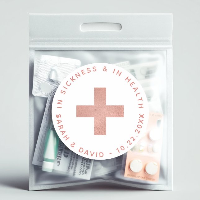 Pink Cross In Sickness and in Health Hangover Kit Classic Round Sticker (Creator Uploaded)