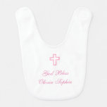 &quot;pink Cross&quot; Personalized Baby Bib at Zazzle