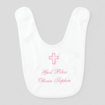 "Pink Cross" Personalized Baby Bib