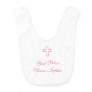 "Pink Cross" Personalized Baby Bib