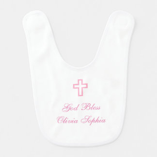 "Pink Cross" Personalized Baby Bib
