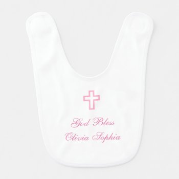 "pink Cross" Personalized Baby Bib by iHave2Say at Zazzle