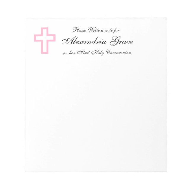 Pink Cross Personalized Notepad (Front)