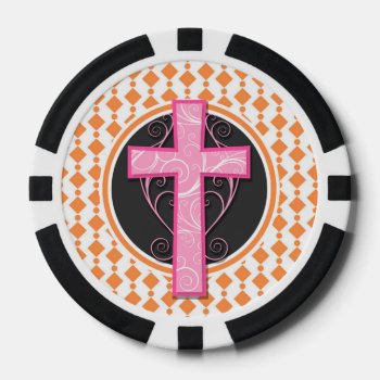 Pink Cross.png Poker Chips by doozydoodles at Zazzle