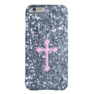 Pink Cross Sparkle Glitter Look Barely There iPhone 6 Case