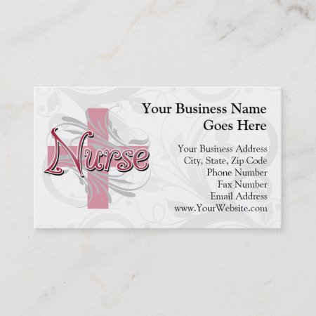 Pink Cross/swirl Nurse Business Card